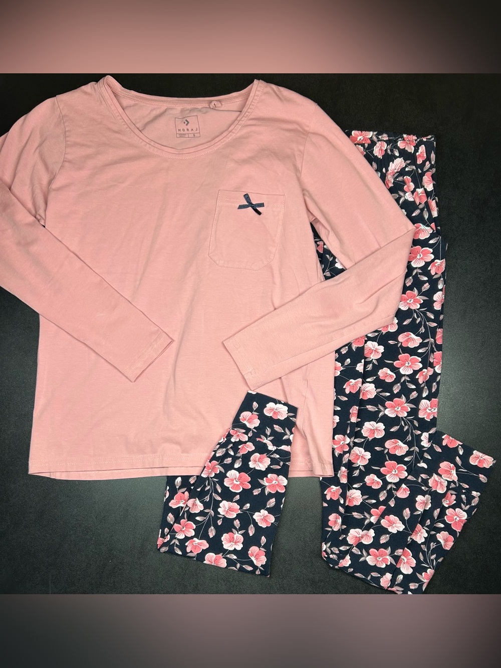 Moraj Size S Pink PJ Set Long Sleeve Tee & Pants